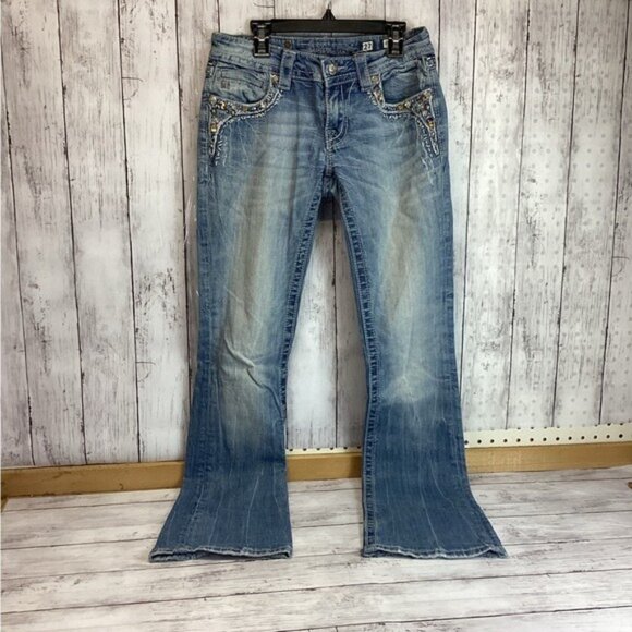 Whimsigoth heritage old money Miss Me Jeans 27 Distressed Medium Wash - Picture 2 of 7